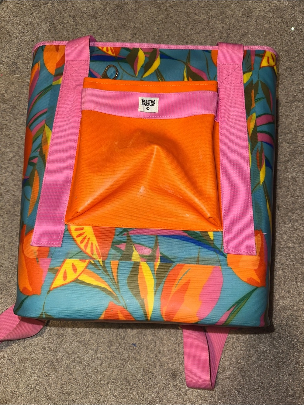 Tabitha Brown Teal Floral Backpack Tote/Cooler